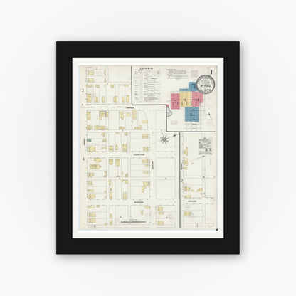 Old map wall art mockup — black gallery frame with white mat — Sanborn Fire Insurance Map from McAdoo, Schuylkill County, Pennsylvania (1907) - Complete Map Set