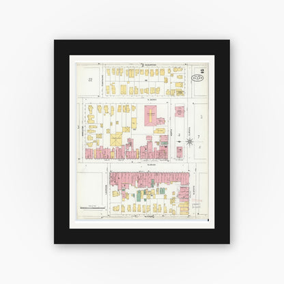 Old map wall art mockup — black gallery frame with white mat — Sanborn Fire Insurance Map from Olean, Cattaraugus County, New York (1904) - Complete Map Set
