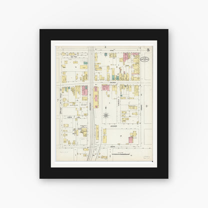 Old map wall art mockup — black gallery frame with white mat — Sanborn Fire Insurance Map from Orlando, Orange County, Florida (1897), Sheet #0005