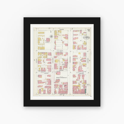 Old map wall art mockup — black gallery frame with white mat — Sanborn Fire Insurance Map from Alexandria, Independent Cities, Virginia (1902), Sheet #0007