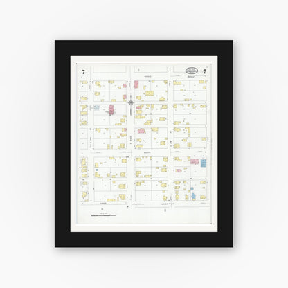 Old map wall art mockup — black gallery frame with white mat — Sanborn Fire Insurance Map from Osborn, Greene County, Ohio (1929), Sheet #0007