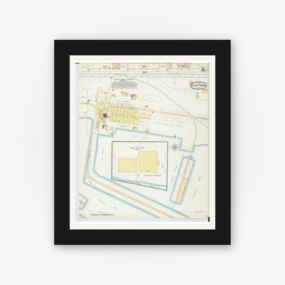 Old map wall art mockup — black gallery frame with white mat — Sanborn Fire Insurance Map from East Tawas, Iosco County, Michigan (1893), Sheet #0008