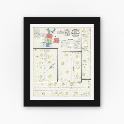 Old map wall art mockup — black gallery frame with white mat — Sanborn Fire Insurance Map from Mount Pleasant, Titus County, Texas (1906) - Complete Map Set