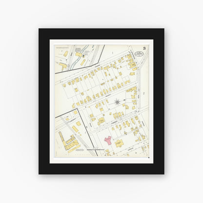 Old map wall art mockup — black gallery frame with white mat — Sanborn Fire Insurance Map from Luzerne, Luzerne County, Pennsylvania (1903), Sheet #0003