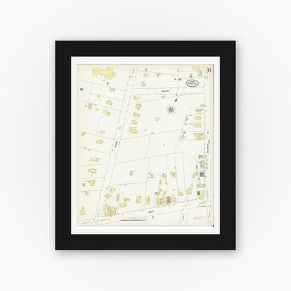 Old map wall art mockup — black gallery frame with white mat — Sanborn Fire Insurance Map from Sayville, Suffolk County, New York (1909), Sheet #0006