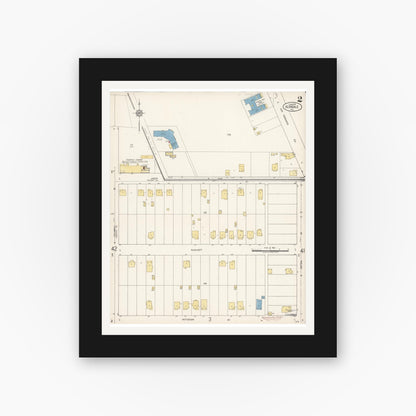 Old map wall art mockup — black gallery frame with white mat — Sanborn Fire Insurance Map from Glendale, Los Angeles County, California (1919), Sheet #0002