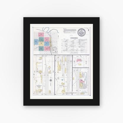 Old map wall art mockup — black gallery frame with white mat — Sanborn Fire Insurance Map from Blue Earth, Faribault County, Minnesota (1911) - Complete Map Set
