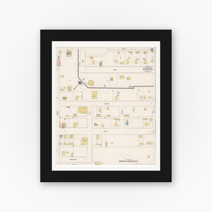 Old map wall art mockup — black gallery frame with white mat — Sanborn Fire Insurance Map from Lockeford, San Joaquin County, California (1912), Sheet #0002