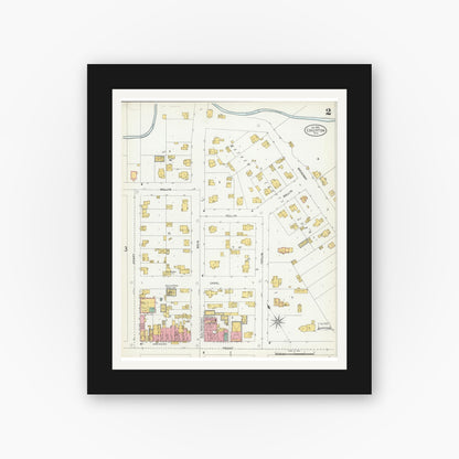 Old map wall art mockup — black gallery frame with white mat — Sanborn Fire Insurance Map from Edgerton, Rock County, Wisconsin (1904) - Complete Map Set
