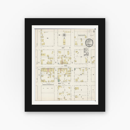 Old map wall art mockup — black gallery frame with white mat — Sanborn Fire Insurance Map from Zumbrota, Goodhue County, Minnesota (1890) - Complete Map Set
