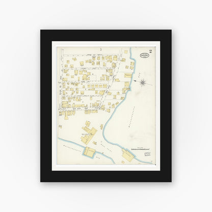 Old map wall art mockup — black gallery frame with white mat — Sanborn Fire Insurance Map from Nahant, Essex County, Massachusetts (1907), Sheet #0002