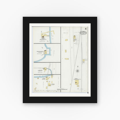 Old map wall art mockup — black gallery frame with white mat — Sanborn Fire Insurance Map from Charlevoix, Charlevoix County, Michigan (1896), Sheet #0004