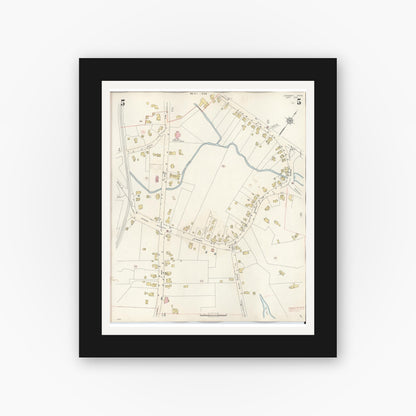 Old map wall art mockup — black gallery frame with white mat — Sanborn Fire Insurance Map from Cohasset, Norfolk County, Massachusetts (1940), Sheet #0005