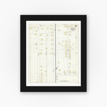 Old map wall art mockup — black gallery frame with white mat — Sanborn Fire Insurance Map from Duryea, Luzerne County, Pennsylvania (1914), Sheet #0015