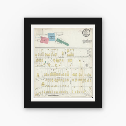 Old map wall art mockup — black gallery frame with white mat — Sanborn Fire Insurance Map from Glen Lyon, Luzerne County, Pennsylvania (1897) - Complete Map Set