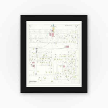 Old map wall art mockup — black gallery frame with white mat — Sanborn Fire Insurance Map from Thorpe, Clark County, Wisconsin (1933), Sheet #0003