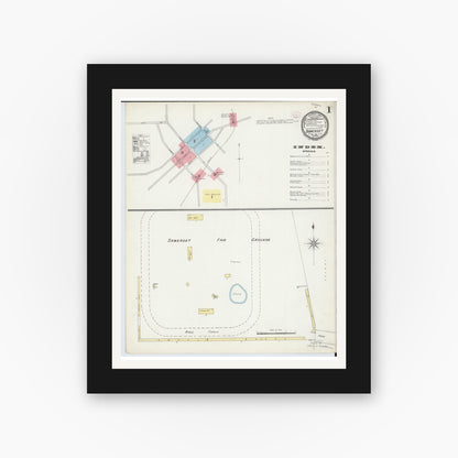 Old map wall art mockup — black gallery frame with white mat — Sanborn Fire Insurance Map from Somerset, Perry County, Ohio (1895) - Complete Map Set