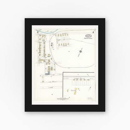Old map wall art mockup — black gallery frame with white mat — Sanborn Fire Insurance Map from Coaldale, Schuylkill County, Pennsylvania (1923), Sheet #0004