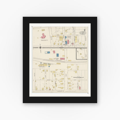 Old map wall art mockup — black gallery frame with white mat — Sanborn Fire Insurance Map from Groveport, Franklin County, Ohio (1922), Sheet #0002