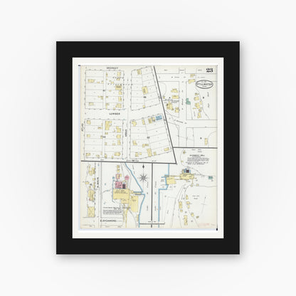 Old map wall art mockup — black gallery frame with white mat — Sanborn Fire Insurance Map from Stillwater, Washington County, Minnesota (1891), Sheet #0023