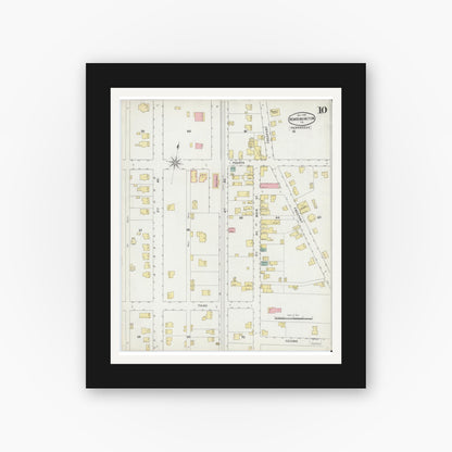 Old map wall art mockup — black gallery frame with white mat — Sanborn Fire Insurance Map from New Kensington, Westmoreland County, Pennsylvania (1895), Sheet #0010