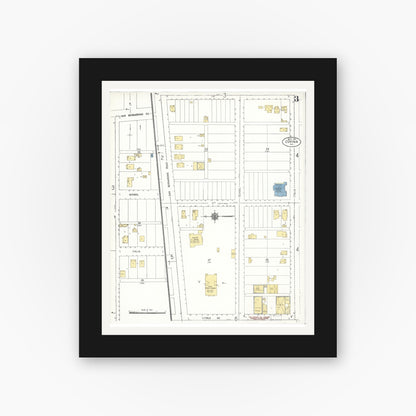 Old map wall art mockup — black gallery frame with white mat — Sanborn Fire Insurance Map from Covina, Los Angeles County, California (1911), Sheet #0003