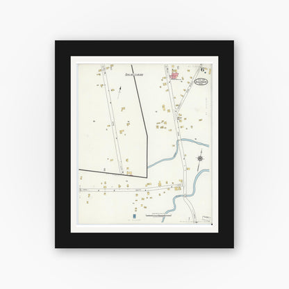 Old map wall art mockup — black gallery frame with white mat — Sanborn Fire Insurance Map from Agawam, Hampden County, Massachusetts (1920), Sheet #0006