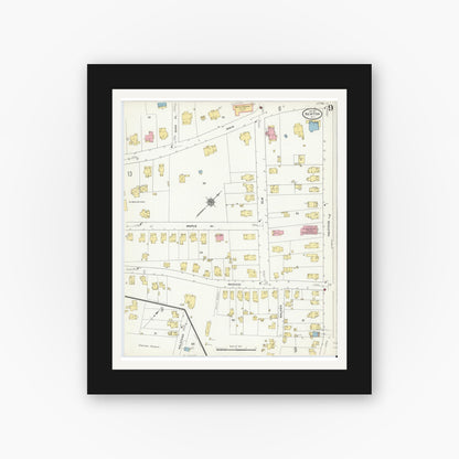 Old map wall art mockup — black gallery frame with white mat — Sanborn Fire Insurance Map from Newton, Sussex County, New Jersey (1911), Sheet #0009