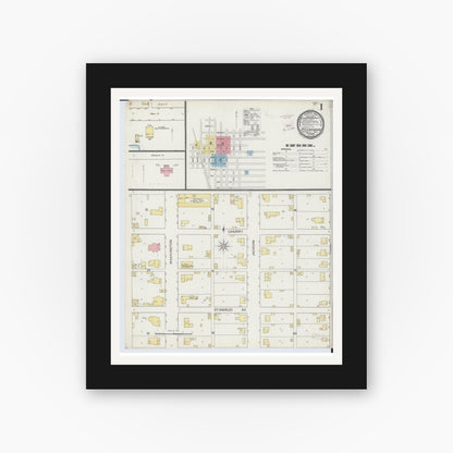 Old map wall art mockup — black gallery frame with white mat — Sanborn Fire Insurance Map from Mcleansboro, Hamilton County, Illinois (1894) - Complete Map Set
