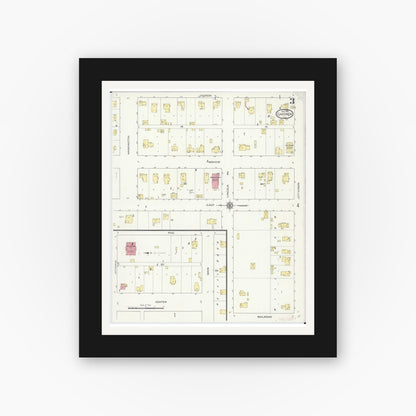 Old map wall art mockup — black gallery frame with white mat — Sanborn Fire Insurance Map from Gardner, Grundy County, Illinois (1913), Sheet #0003