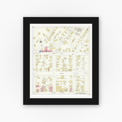 Old map wall art mockup — black gallery frame with white mat — Sanborn Fire Insurance Map from Red Wing, Goodhue County, Minnesota (1910), Sheet #0003