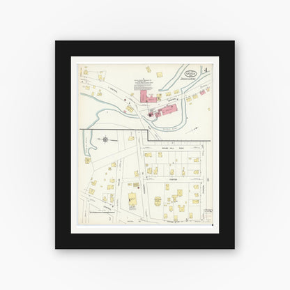Old map wall art mockup — black gallery frame with white mat — Sanborn Fire Insurance Map from Saugus, Essex County, Massachusetts (1913), Sheet #0004