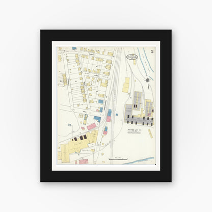 Old map wall art mockup — black gallery frame with white mat — Sanborn Fire Insurance Map from Duncannon, Perry County, Pennsylvania (1911), Sheet #0002