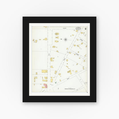 Old map wall art mockup — black gallery frame with white mat — Sanborn Fire Insurance Map from Chester, Morris County, New Jersey (1901), Sheet #0002