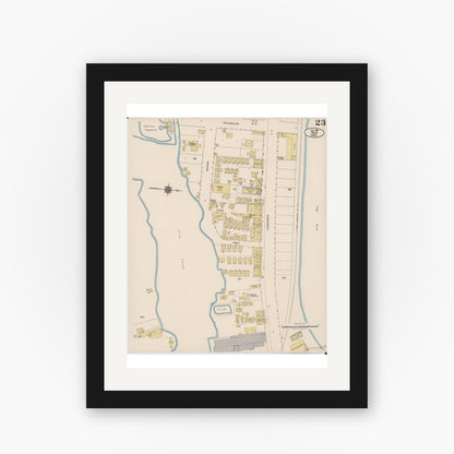 Old map wall art mockup — black gallery frame with white mat — Sanborn Fire Insurance Map from Hilo, Hawaii County, Hawaii (1921), Sheet #0023