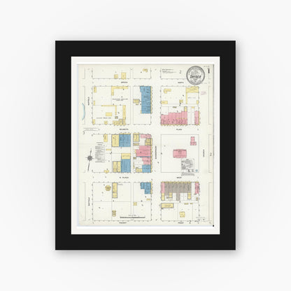 Old map wall art mockup — black gallery frame with white mat — Sanborn Fire Insurance Map from Snyder, Scurry County, Texas (1911) - Complete Map Set