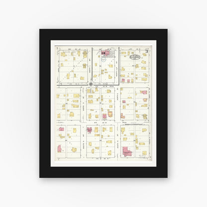 Old map wall art mockup — black gallery frame with white mat — Sanborn Fire Insurance Map from Alexandria, Douglas County, Minnesota (1922), Sheet #0003