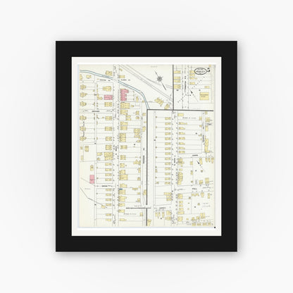 Old map wall art mockup — black gallery frame with white mat — Sanborn Fire Insurance Map from Ashley, Luzerne County, Pennsylvania (1911), Sheet #0005