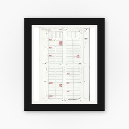 Old map wall art mockup — black gallery frame with white mat — Sanborn Fire Insurance Map from Chicago, Cook County, Illinois (1920), Sheet #0010