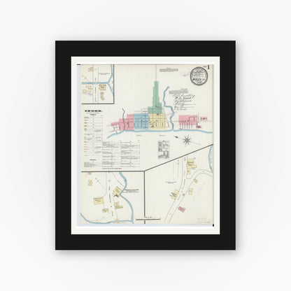 Old map wall art mockup — black gallery frame with white mat — Sanborn Fire Insurance Map from Ripley, Brown County, Ohio (1890) - Complete Map Set