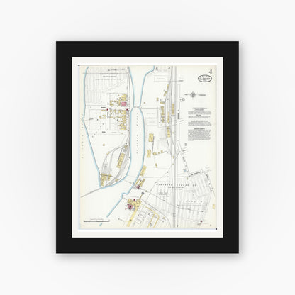 Old map wall art mockup — black gallery frame with white mat — Sanborn Fire Insurance Map from Cloquet, Carlton County, Minnesota (1911), Sheet #0004
