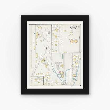Old map wall art mockup — black gallery frame with white mat — Sanborn Fire Insurance Map from New Richmond, St. Croix County, Wisconsin (1892), Sheet #0003