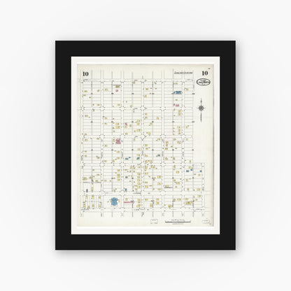 Old map wall art mockup — black gallery frame with white mat — Sanborn Fire Insurance Map from Lake Worth, Palm Beach County, Florida (1924), Sheet #0010