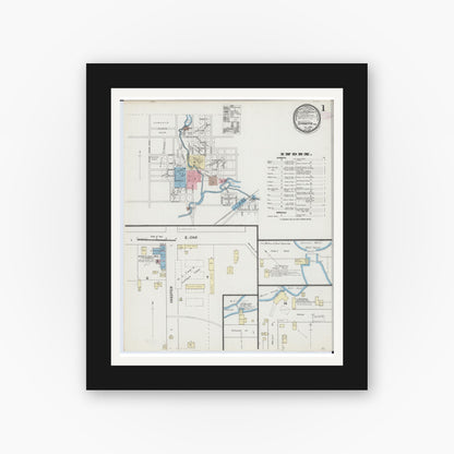 Old map wall art mockup — black gallery frame with white mat — Sanborn Fire Insurance Map from Sparta, Monroe County, Wisconsin (1889) - Complete Map Set