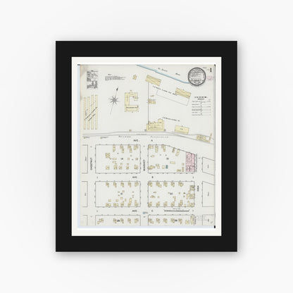 Old map wall art mockup — black gallery frame with white mat — Sanborn Fire Insurance Map from Cloquet, Carlton County, Minnesota (1888) - Complete Map Set