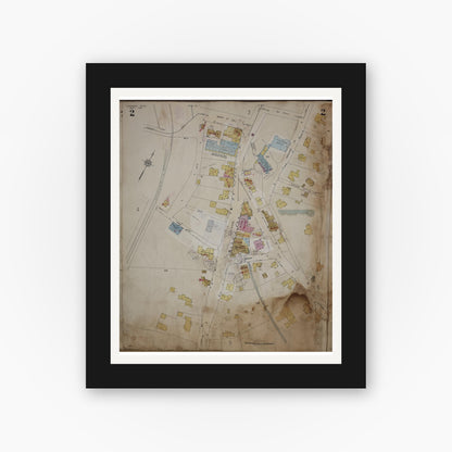 Old map wall art mockup — black gallery frame with white mat — Sanborn Fire Insurance Map from Cohasset, Norfolk County, Massachusetts (1963), Sheet #0002