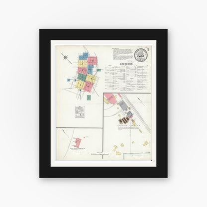 Old map wall art mockup — black gallery frame with white mat — Sanborn Fire Insurance Map from Emaus, Lehigh County, Pennsylvania (1911) - Complete Map Set