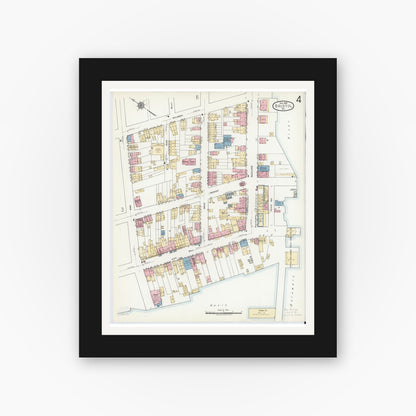 Old map wall art mockup — black gallery frame with white mat — Sanborn Fire Insurance Map from Bristol, Bucks County, Pennsylvania (1927), Sheet #0004