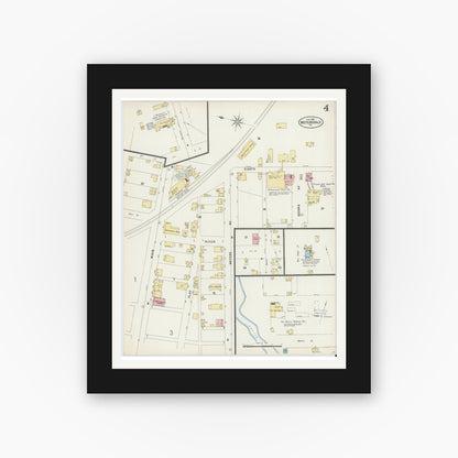 Old map wall art mockup — black gallery frame with white mat — Sanborn Fire Insurance Map from Meyersdale, Somerset County, Pennsylvania (1897), Sheet #0004