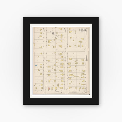 Old map wall art mockup — black gallery frame with white mat — Sanborn Fire Insurance Map from Decatur, Van Buren County, Michigan (1922), Sheet #0005
